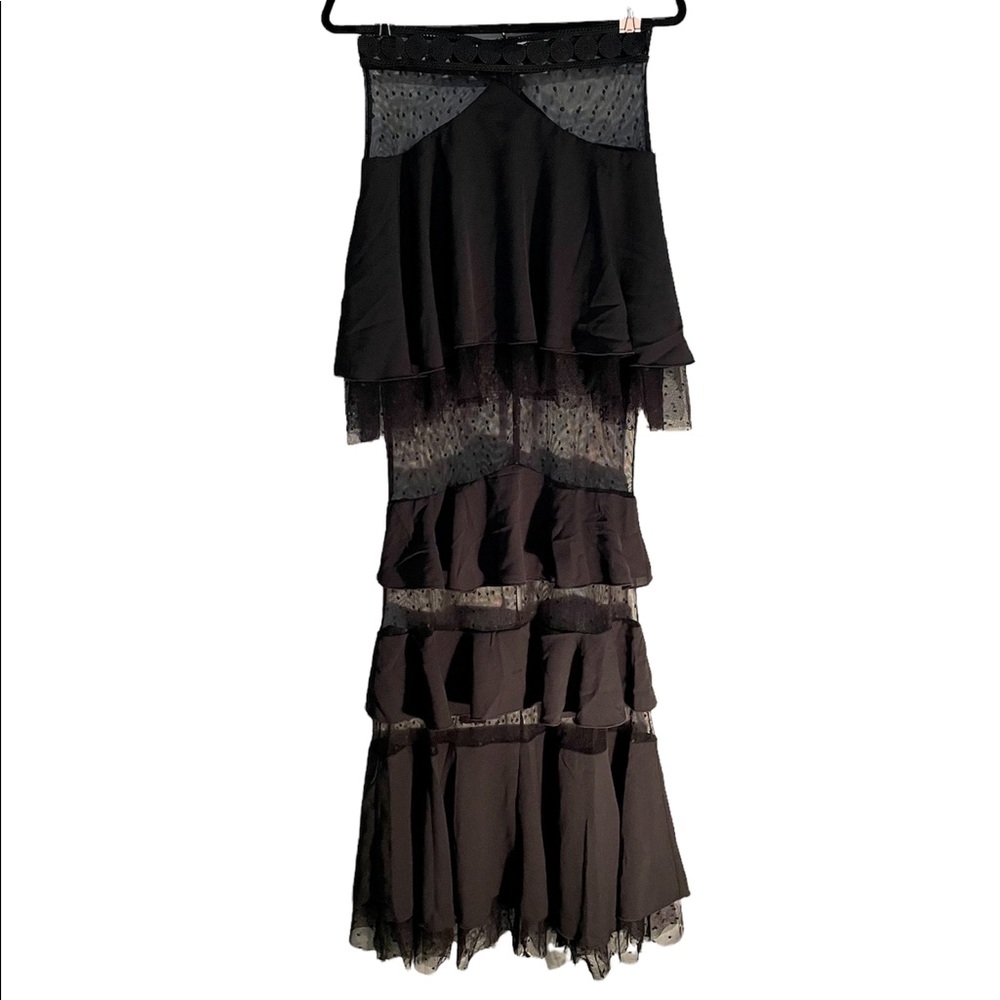 White Fox Boutique Black Tiered Maxi Skirt
